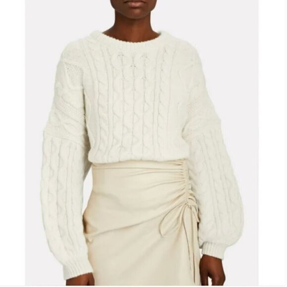 ANINE BING Irina Cable Knit Alpaca Pullover Sweater in Ivory Size S - Picture 1 of 7